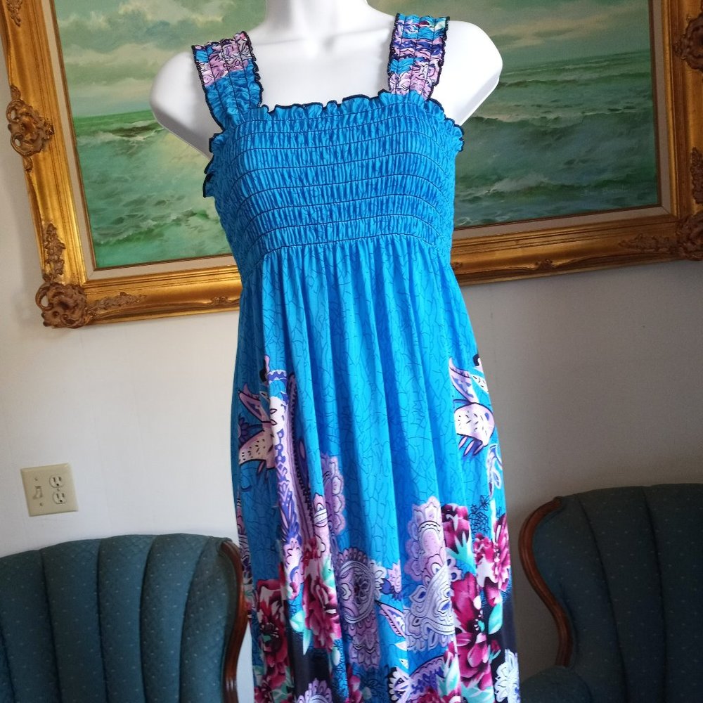 Mini Dress Size M/L Turquoise Fuchsia Mint Green Lavender Elastic EUC-Item #173